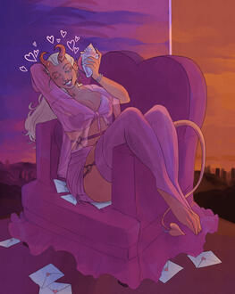 Fullbody with a simple bg and a prop